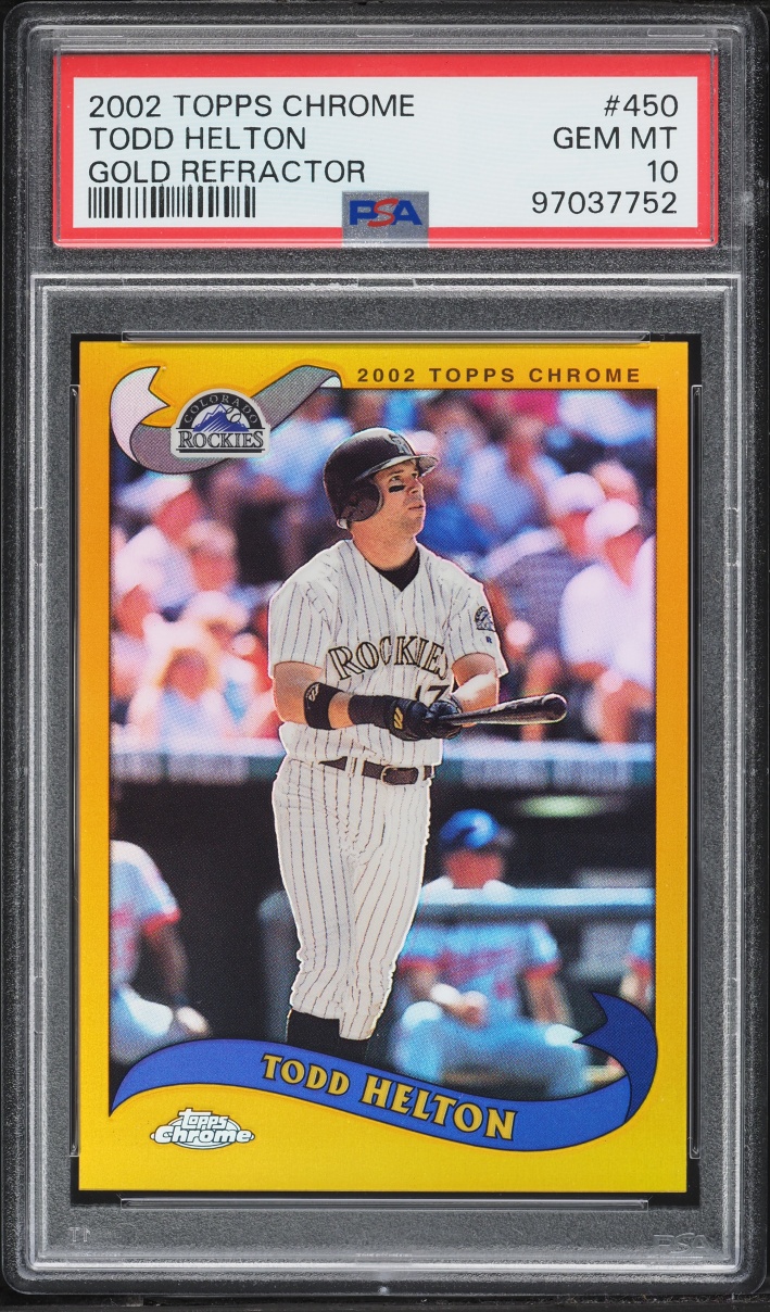 2002 Topps Chrome Gold Refractor Todd Helton #450 PSA 10 GEM MINT - Photo 1