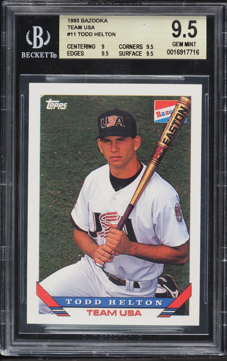 1993 Bazooka Team USA Todd Helton ROOKIE #11 BGS 9.5 GEM MINT - Photo 1