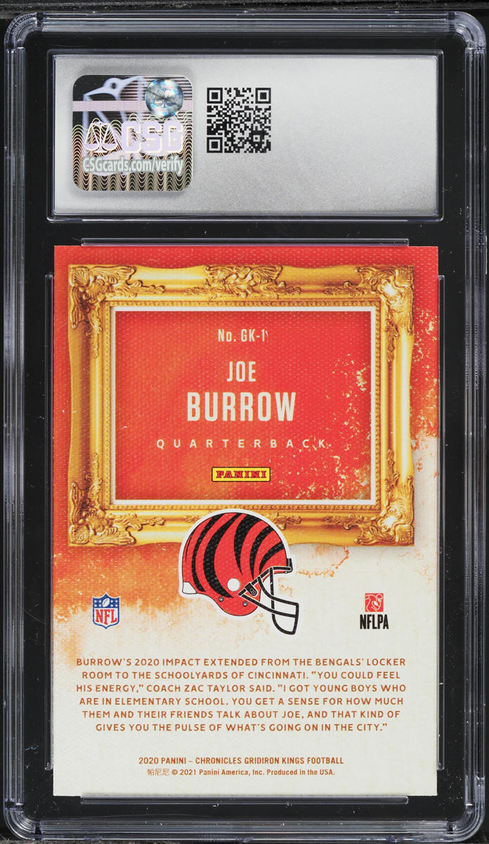 2020 Panini Chronicles Gridiron Kings Pink Joe Burrow ROOKIE #GK-1 CSG 9.5 MINT+