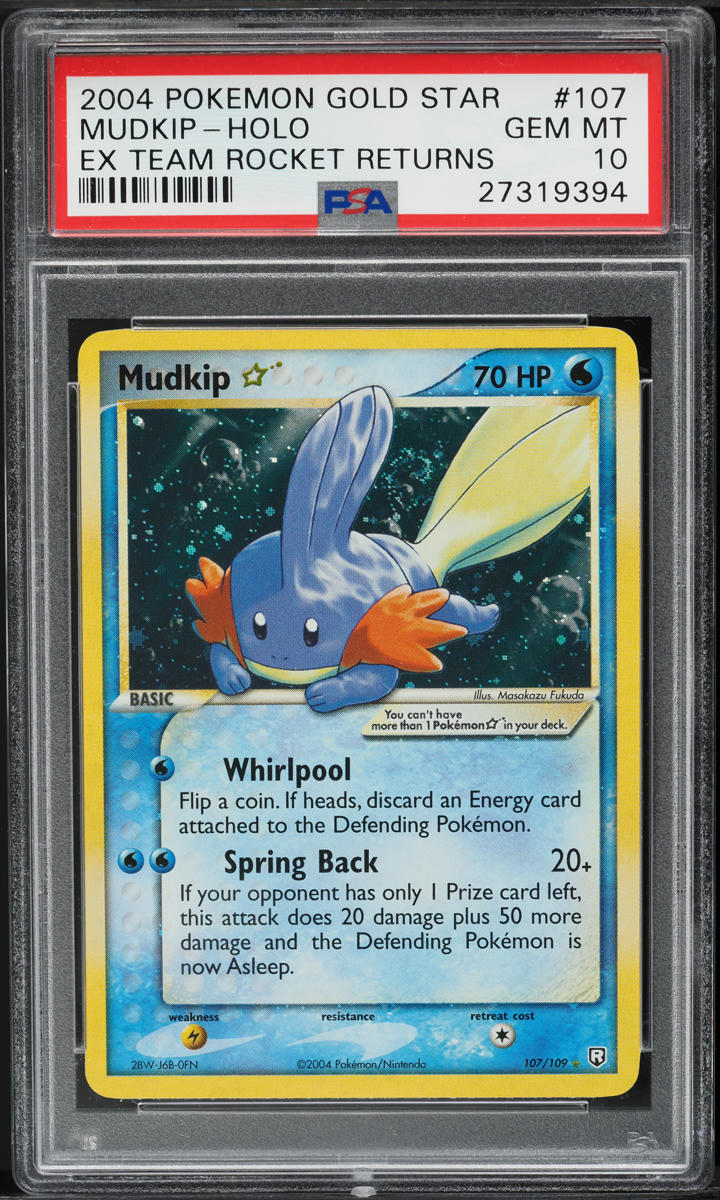 2004 Pokemon EX Team Rocket Returns Holo Mudkip Gold Star #107 PSA 10 GEM MINT