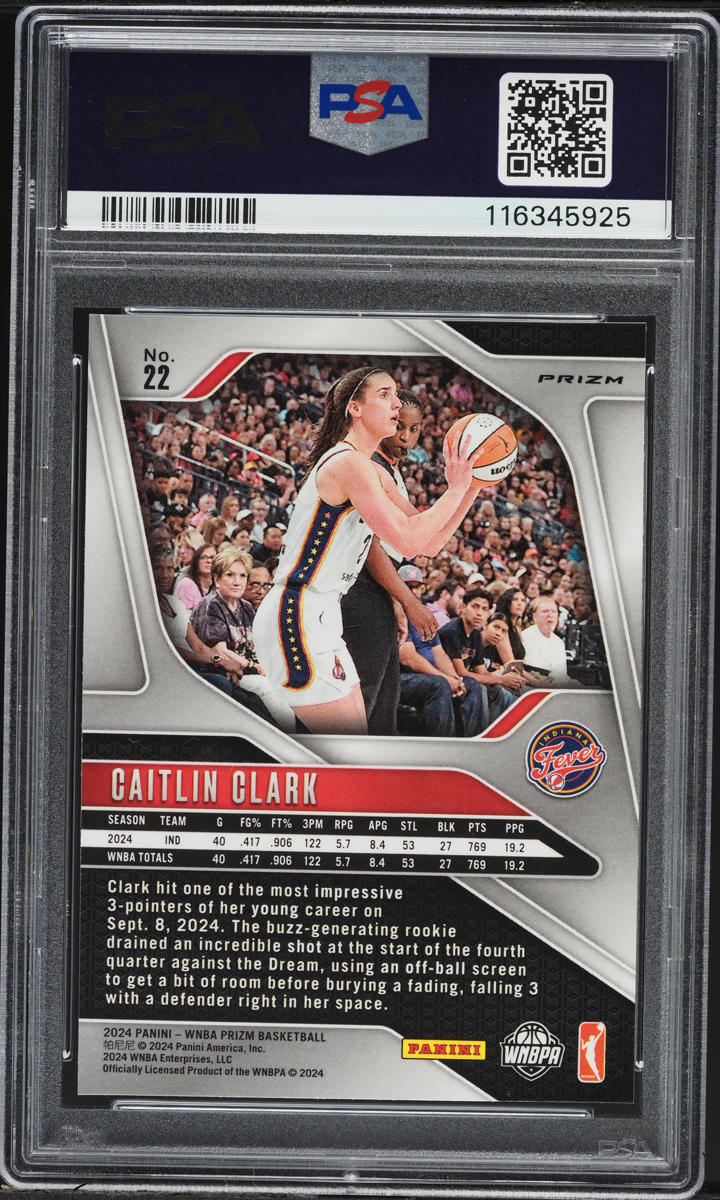 2024 Panini Prizm WNBA Ice Caitlin Clark ROOKIE #22 PSA 9 MINT
