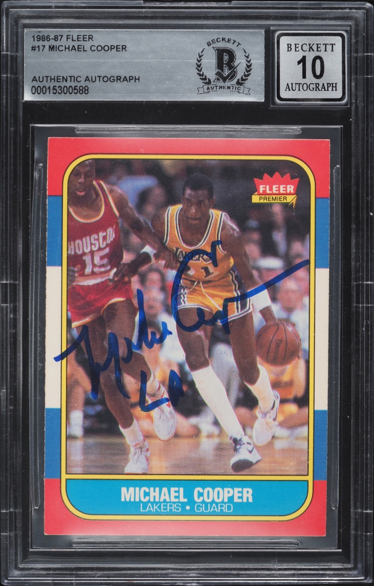 1986 Fleer Basketball Michael Cooper AUTO #17 BGS AUTH