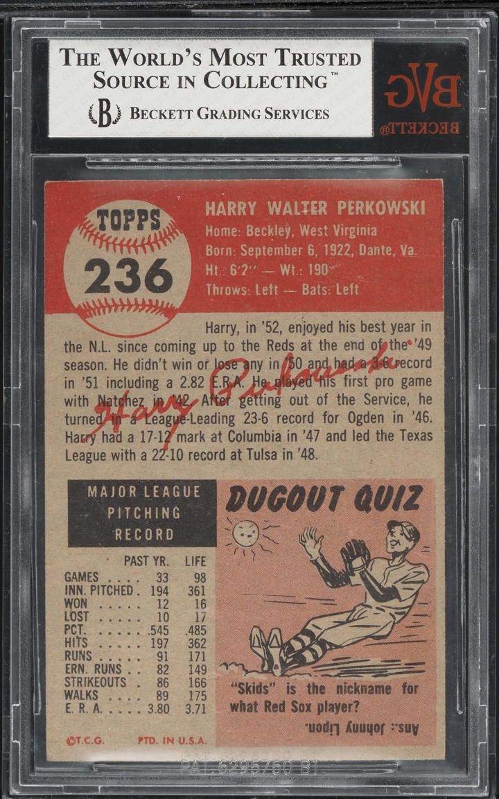 1953 Topps Harry Perkowski #236 BVG 5.5 EX+