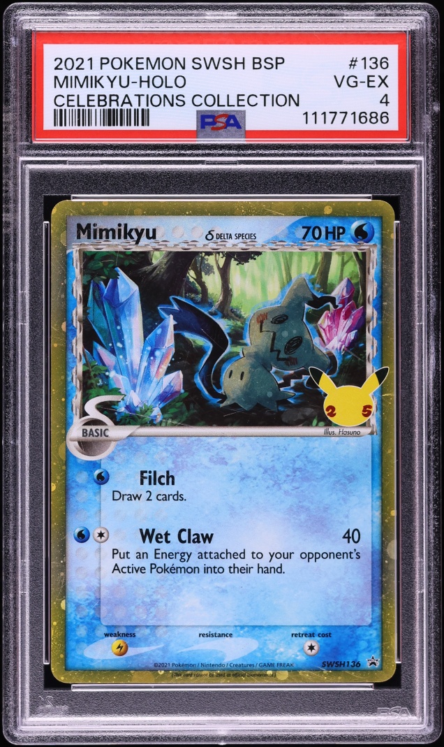 2021 Pokemon Sword & Shield Promo Celebrations Collection Holo Mimikyu #136 PSA 4 VGEX