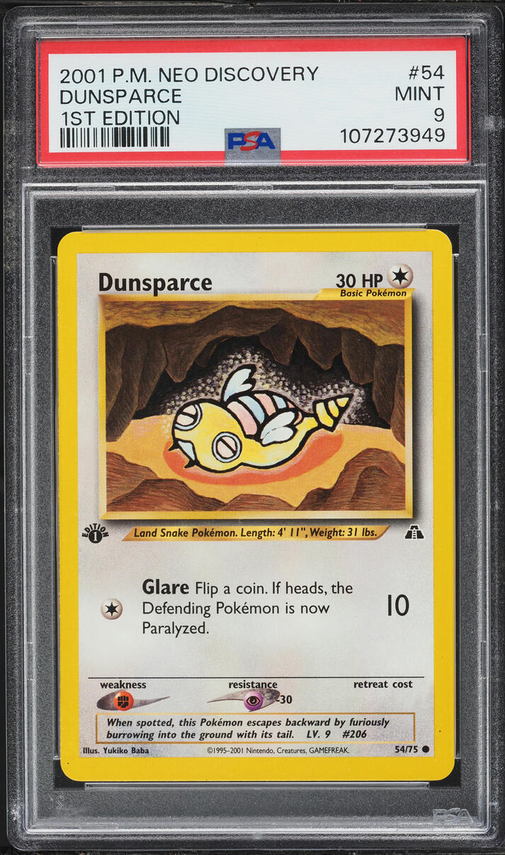 2001 Pokemon Neo Discovery 1st Edition Dunsparce #54 PSA 9 MINT