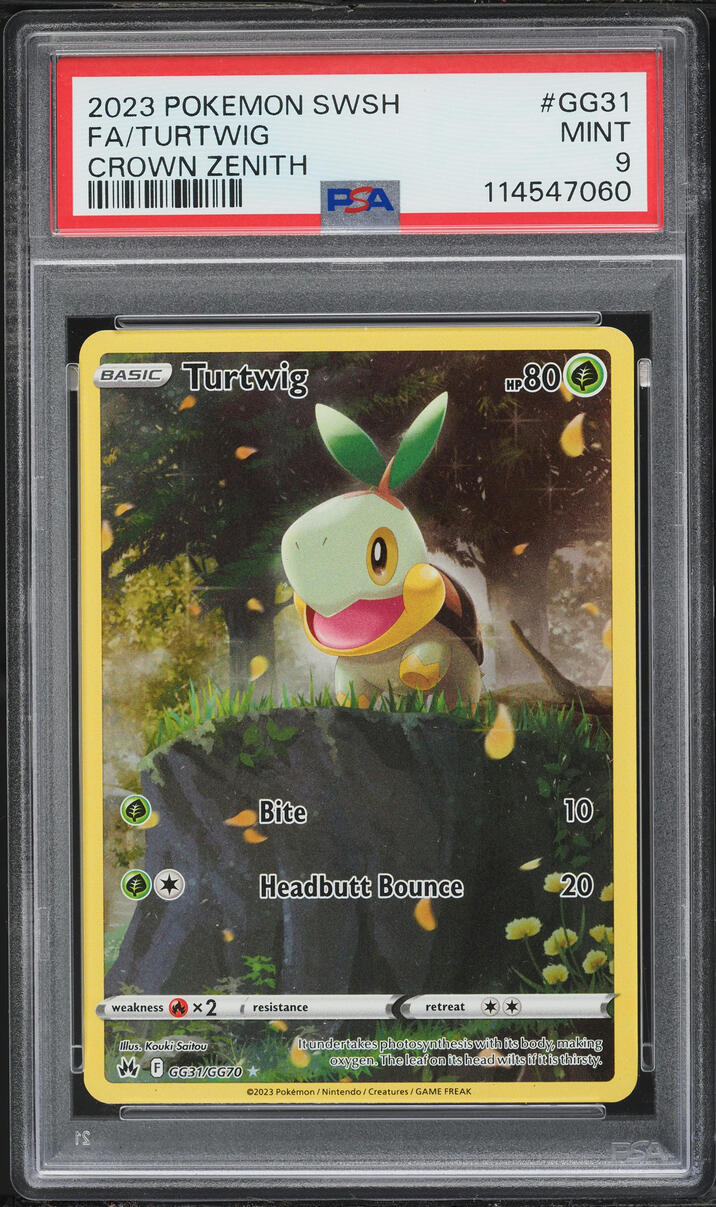2023 Pokemon Sword & Shield Crown Zenith Full Art Turtwig #GG31 PSA 9 MINT