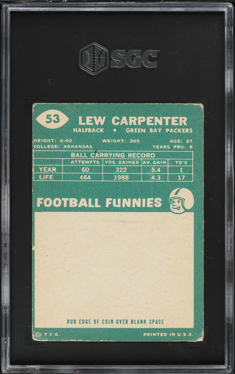 1960 Topps Football Lew Carpenter #53 SGC 2.5 GD+