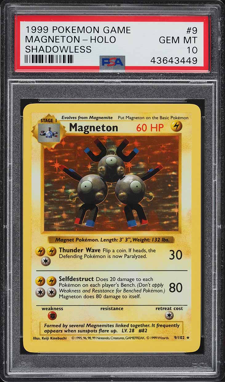 1999 Pokemon Base Set Shadowless Holo Magneton #9 PSA 10 GEM MINT