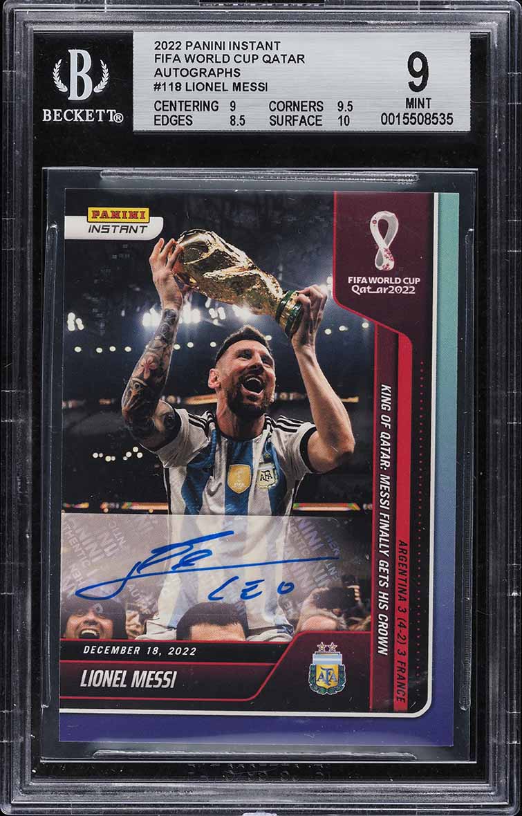 2022 Panini Instant FIFA World Cup Qatar Lionel Messi AUTO /10 #118 BGS 9 MINT