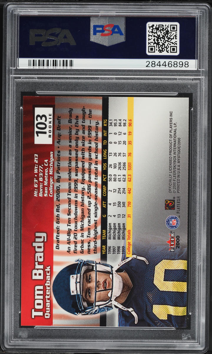 2000 Fleer Mystique Tom Brady ROOKIE /2000 #103 PSA 9 MINT