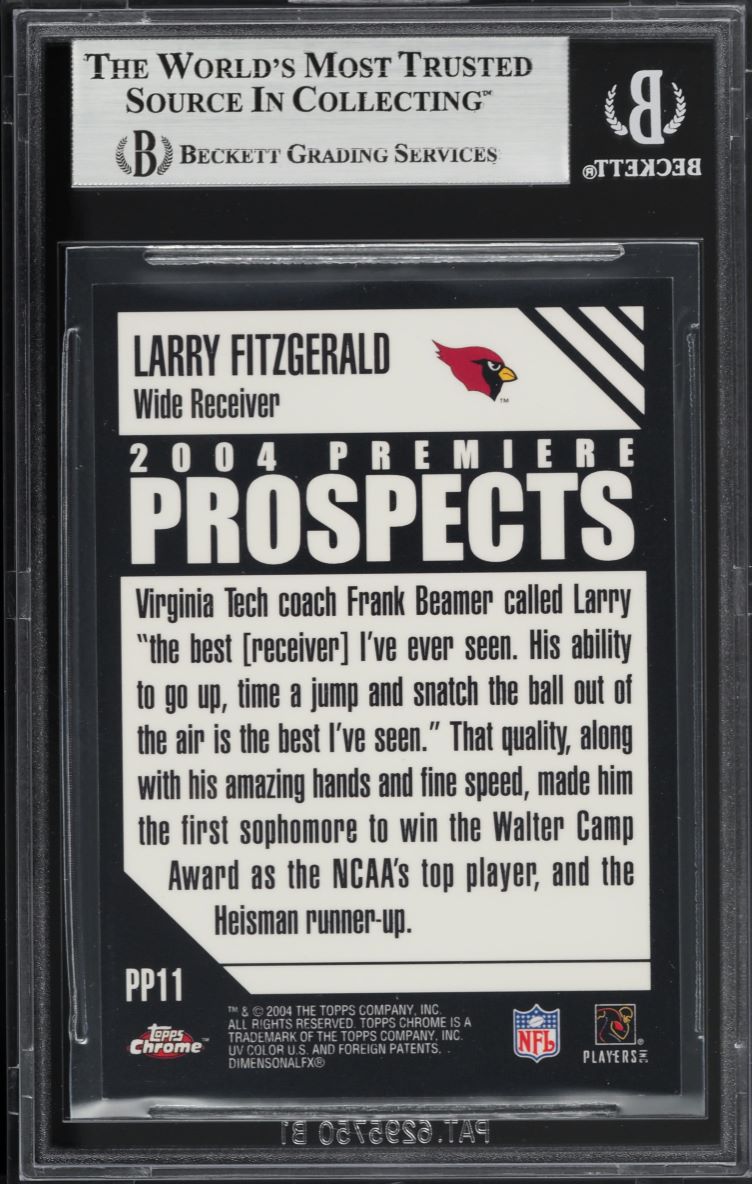 2004 Topps Chrome Premiere Prospects Larry Fitzgerald ROOKIE #PP11 BGS 9 MINT