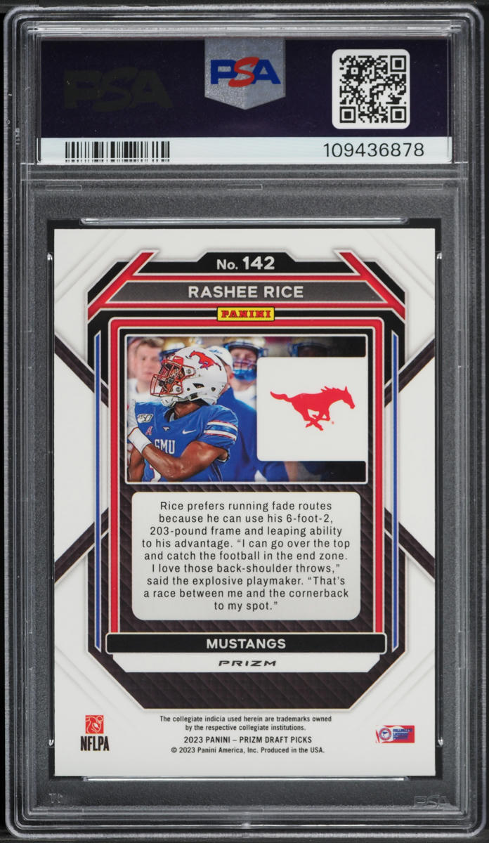 2023 Panini Prizm Draft Picks Red Ice Rashee Rice ROOKIE #142 PSA 9 MINT