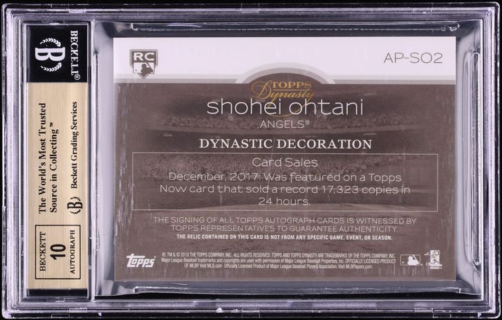 2018 Topps Dynasty Blue Shohei Ohtani ROOKIE PATCH AUTO /5 #AP-S02 BGS 9.5 GEM MINT