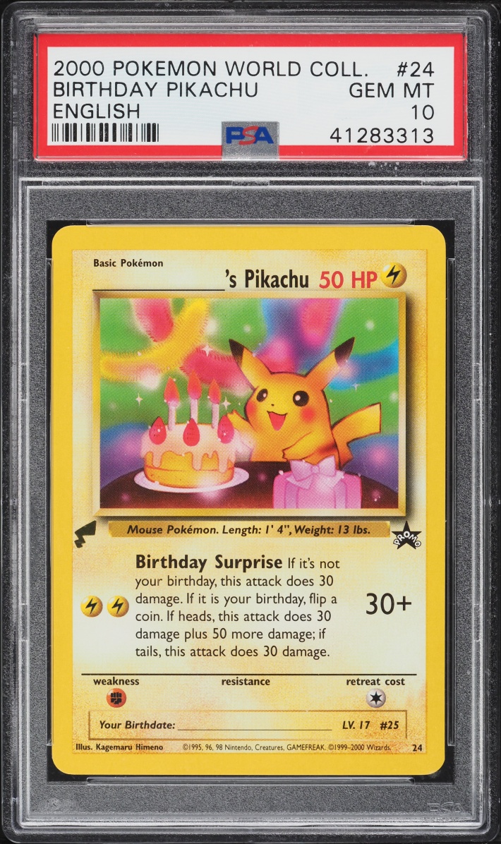 2000 Pokemon Black Star Promo World Collection Birthday Pikachu #24 PSA 10 GEM MINT