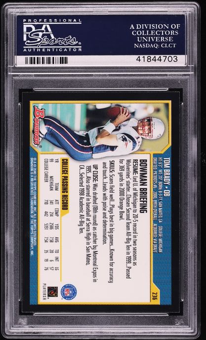 2000 Bowman Football Tom Brady ROOKIE #236 PSA 10 GEM MINT