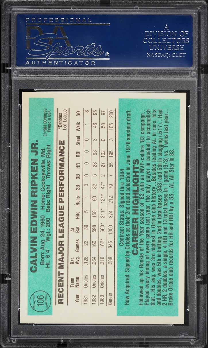 1984 Donruss Cal Ripken Jr. #106 PSA 7.5 NRMT+