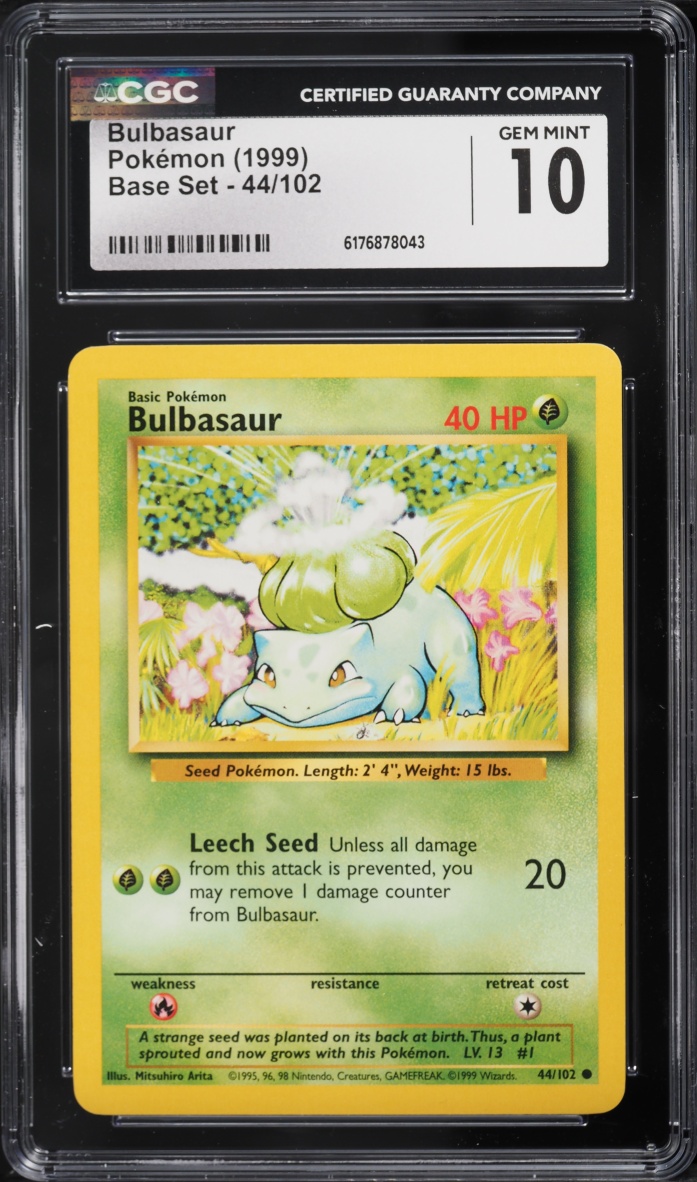 1999 Pokemon Base Set Bulbasaur #44 CGC 10 GEM MINT