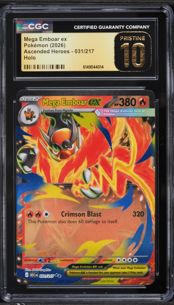 2026 Pokemon Mega Evolution Ascended Heroes Holo Mega Emboar ex #31 CGC 10 PRISTINE