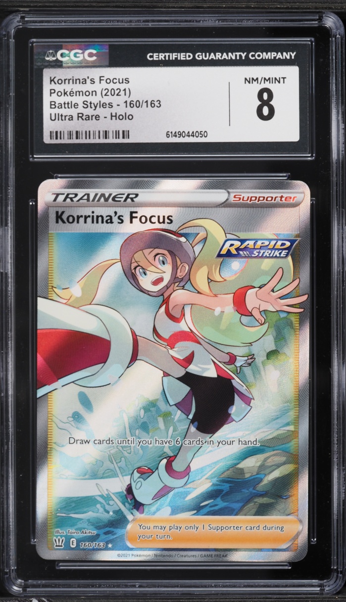2021 Pokemon Sword & Shield Battle Styles Full Art Korrina's Focus #160 CGC 8 NM-MT