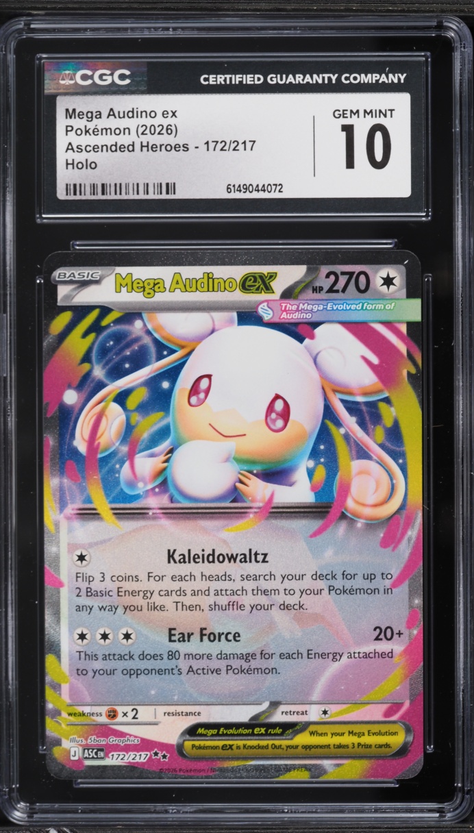 2026 Pokemon Mega Evolution Ascended Heroes Holo Mega Audino EX #172 CGC 10 GEM MINT