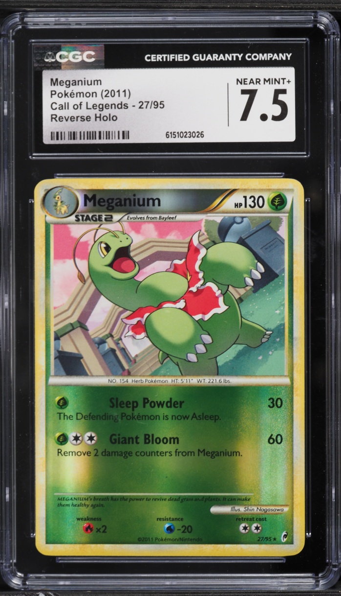 2011 Pokemon Call Of Legends Reverse Holo Meganium #27 CGC 7.5 NRMT+