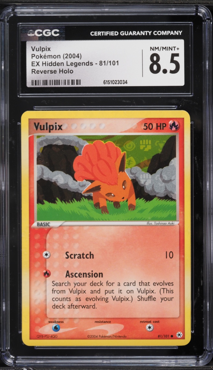 2004 Pokemon EX Hidden Legends Reverse Holo Vulpix #81 CGC 8.5 NM-MT+
