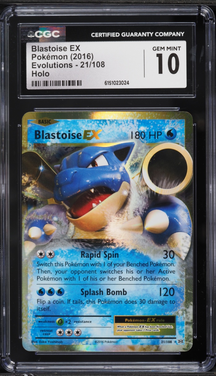 2016 Pokemon XY Evolutions Holo Blastoise EX #21 CGC 10 GEM MINT