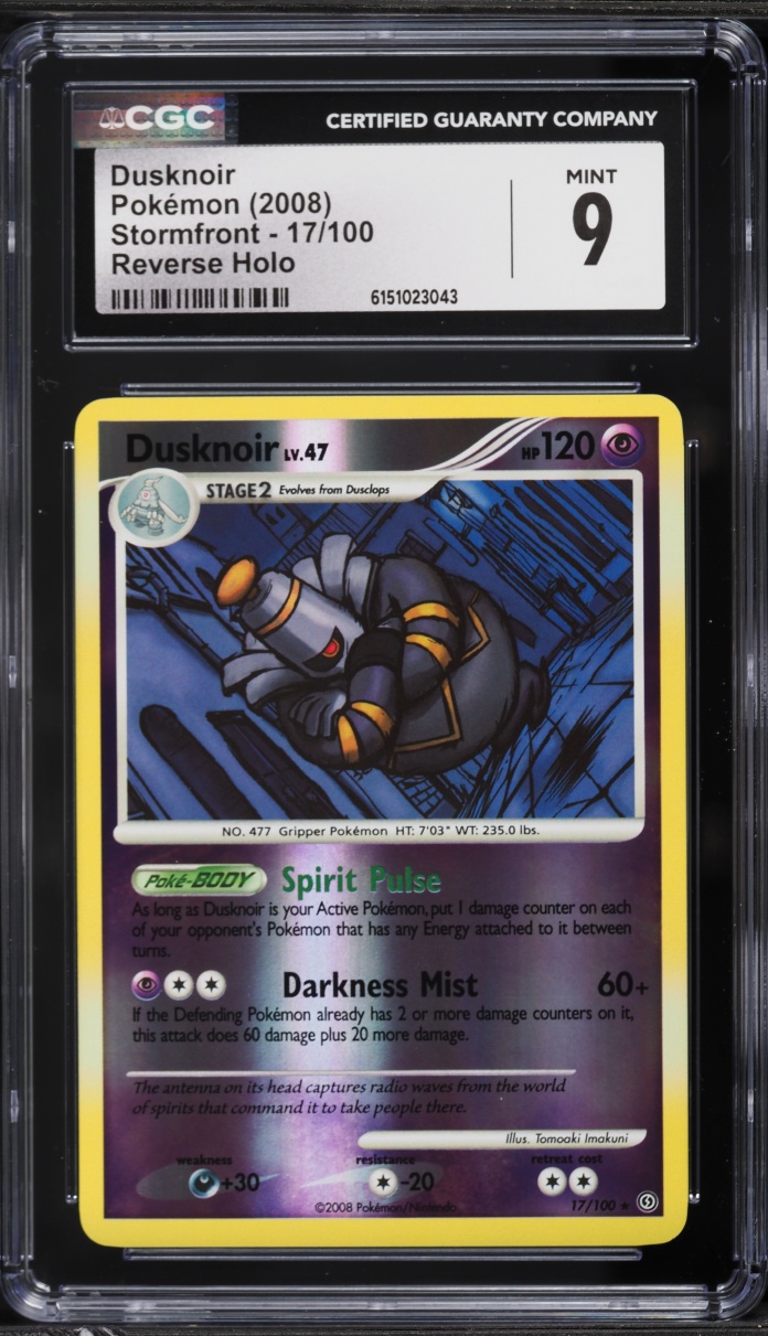2008 Pokemon Diamond & Pearl Stormfront Reverse Holo Dusknoir #17 CGC 9 MINT