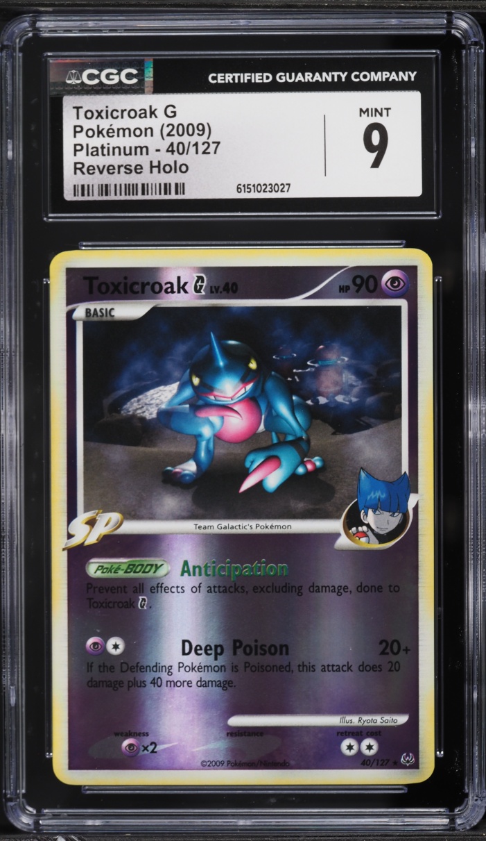 2009 Pokemon Platinum Reverse Holo Toxicroak G #40 CGC 9 MINT