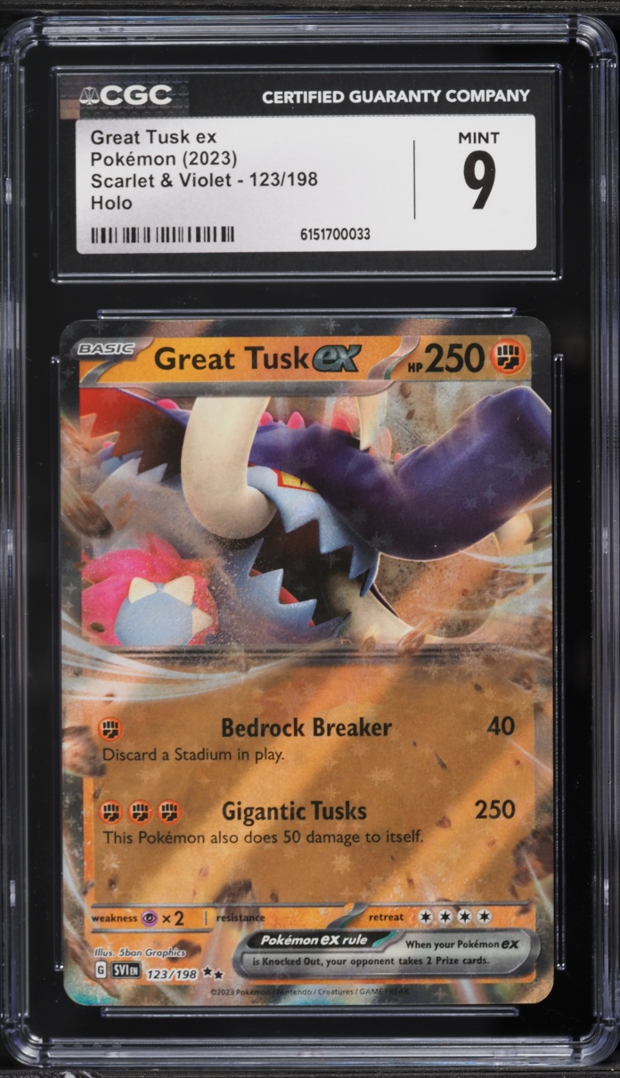 2023 Pokemon Scarlet & Violet Holo Great Tusk ex #123 CGC 9 MINT