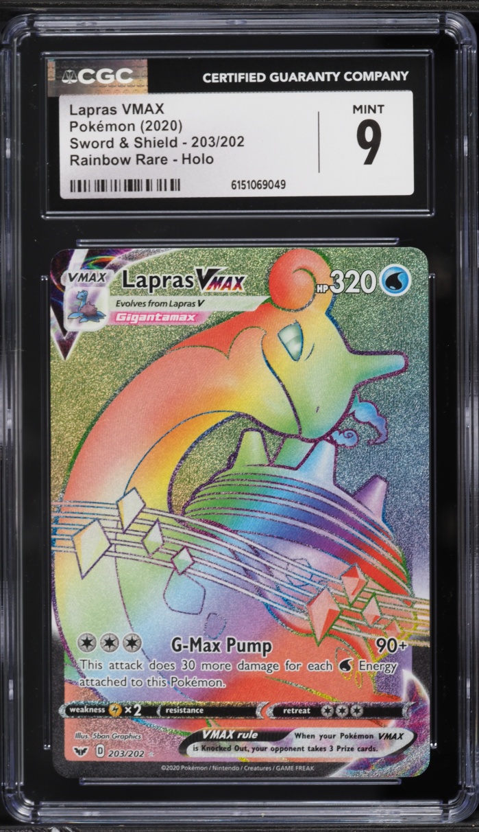 2020 Pokemon Sword & Shield Rainbow Rare Lapras VMAX #203 CGC 9 MINT
