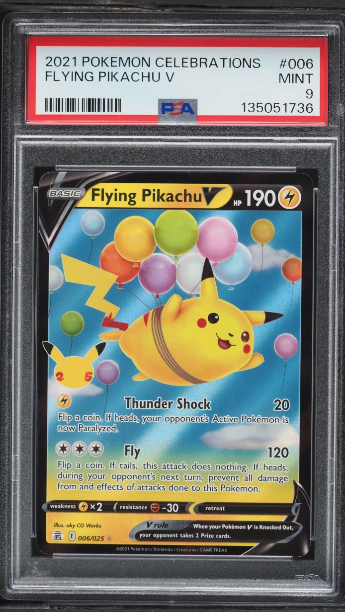 2021 Pokemon Sword & Shield Celebrations Holo Flying Pikachu V #6 PSA 9 MINT