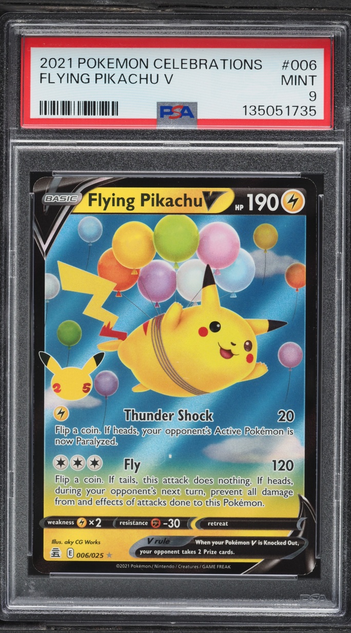 2021 Pokemon Sword & Shield Celebrations Holo Flying Pikachu V #6 PSA 9 MINT