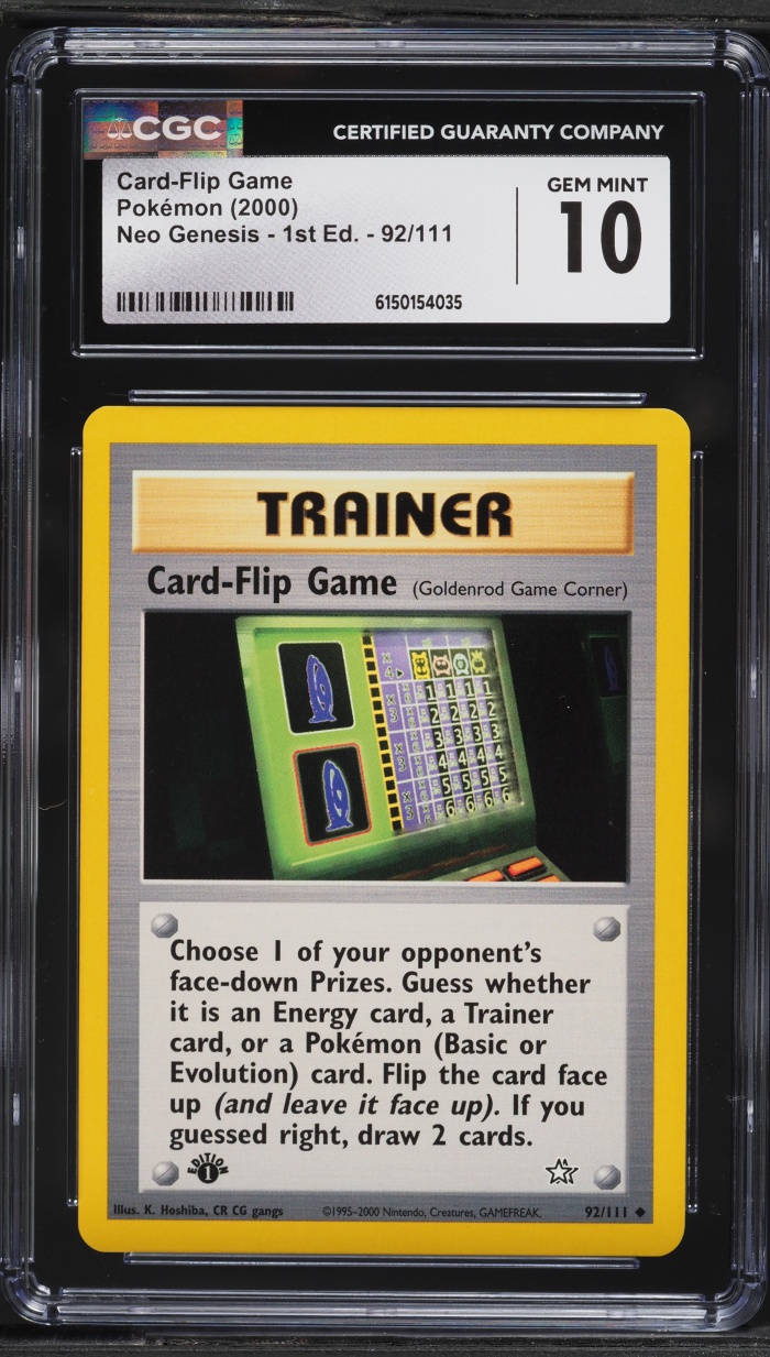 2000 Pokemon Neo Genesis 1st Edition Card Flip Game #92 CGC 10 GEM MINT