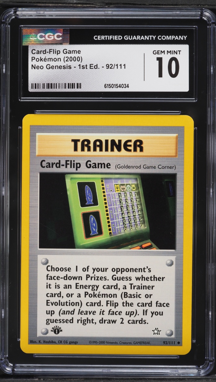 2000 Pokemon Neo Genesis 1st Edition Card Flip Game #92 CGC 10 GEM MINT