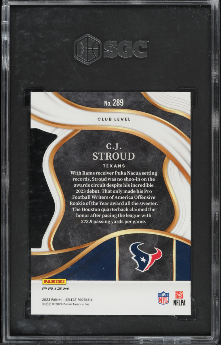2023 Select Club Level Red Yellow Prizm Die-Cut C.J. Stroud ROOKIE #289 SGC 10 GEM MINT