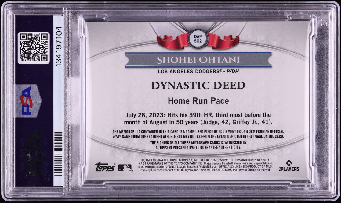 2024 Topps Dynasty Shohei Ohtani PATCH AUTO /10 #DAPSO2 PSA 10 GEM MINT