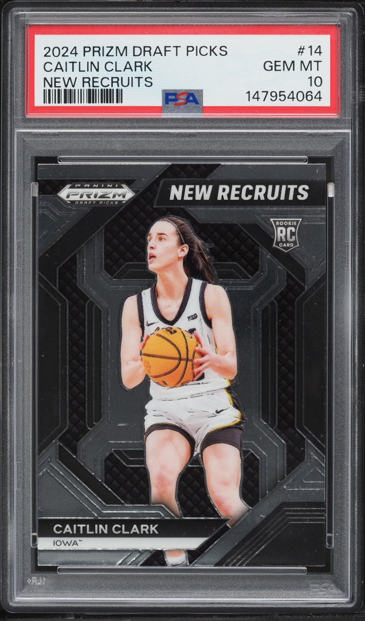 2024 Panini Prizm Draft Picks New Recruits Caitlin Clark ROOKIE #14 PSA 10 GEM MINT