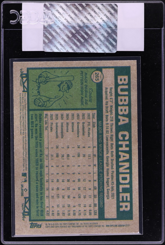 2026 Topps Heritage Bubba Chandler ROOKIE #265 CGC AUTH