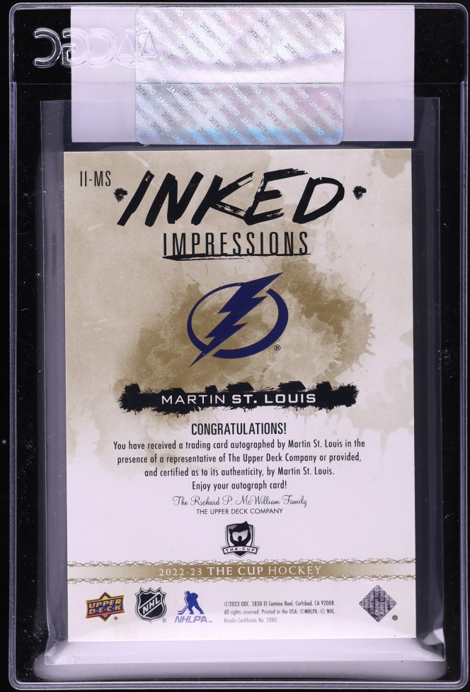 2022 Upper Deck The Cup Inked Impressions Martin St. Louis AUTO /25 #II-MS CGC AUTH