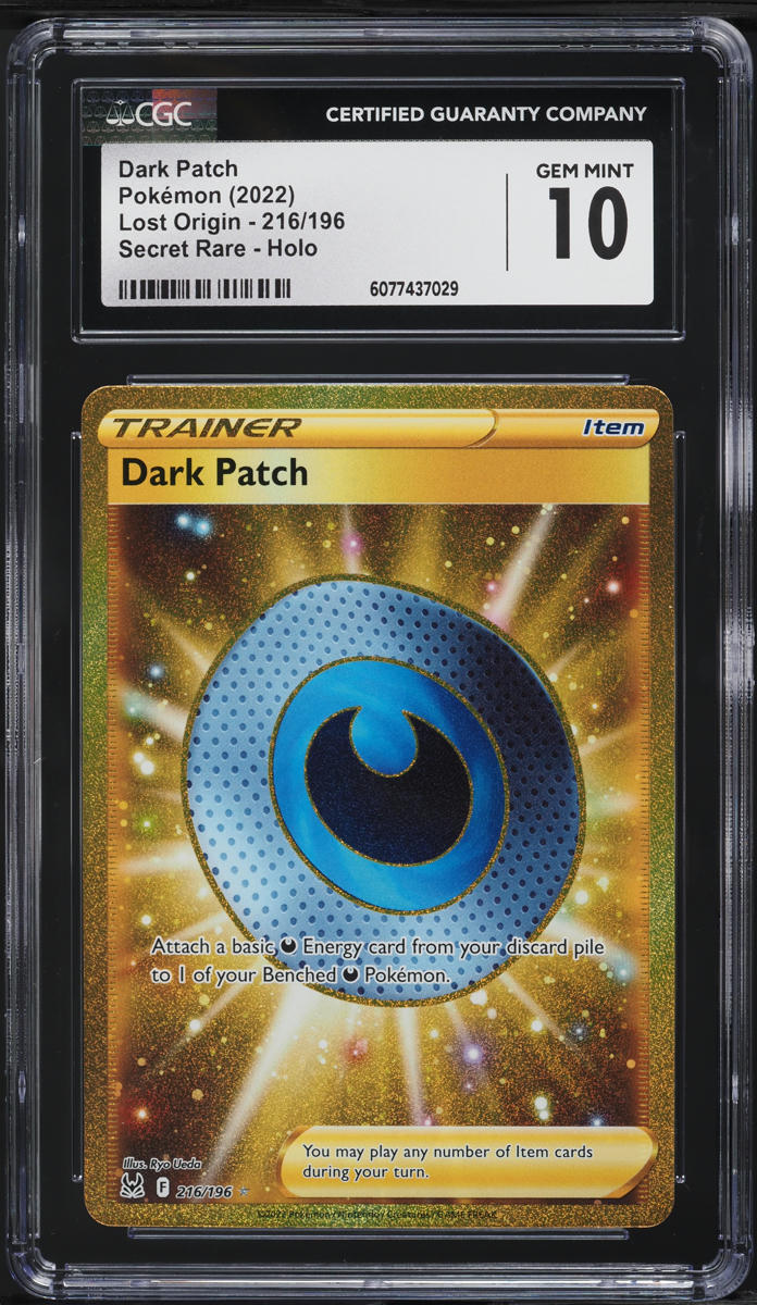2022 Pokemon Sword & Shield Lost Origin Gold Rare Dark Patch #216 CGC 10 GEM