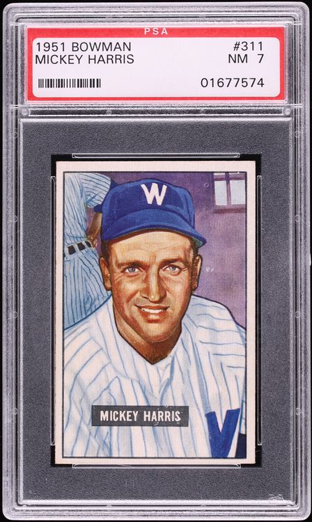 1951 Bowman Mickey Harris #311 PSA 7 NRMT