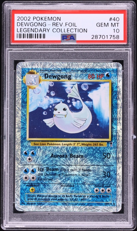 2002 Pokemon Legendary Collection Reverse Holo Dewgong #40 PSA 10 GEM MINT