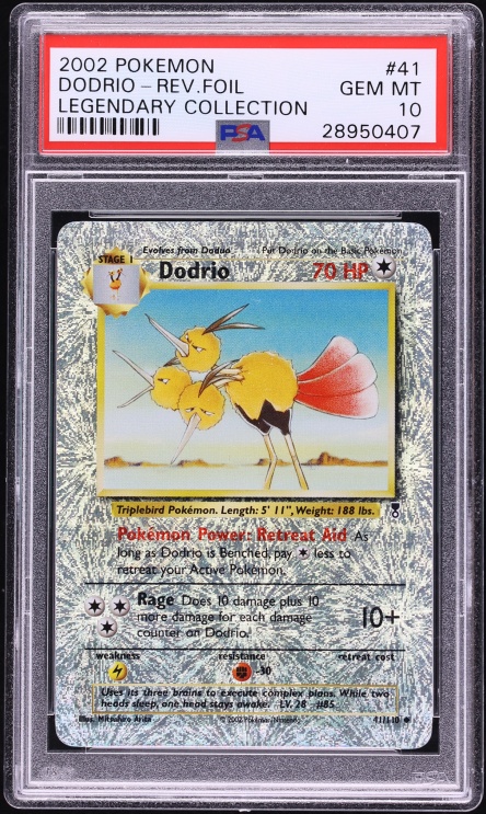 2002 Pokemon Legendary Collection Reverse Holo Dodrio #41 PSA 10 GEM MINT