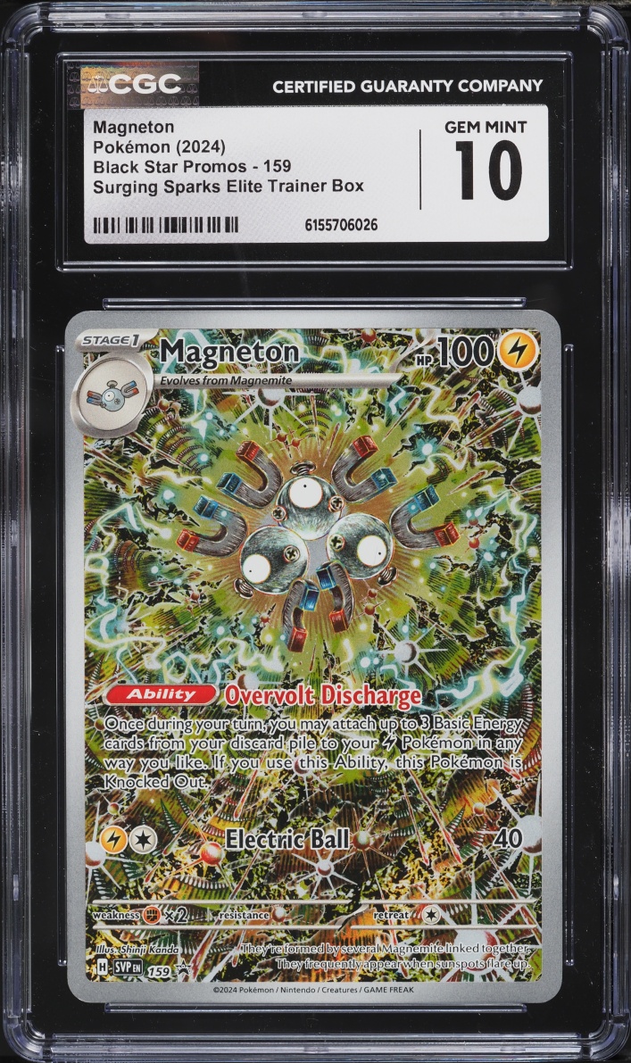 2024 Pokemon Scarlet & Violet Promo Surging Sparks ETB Full Art Magneton #159 CGC 10 GEM MINT