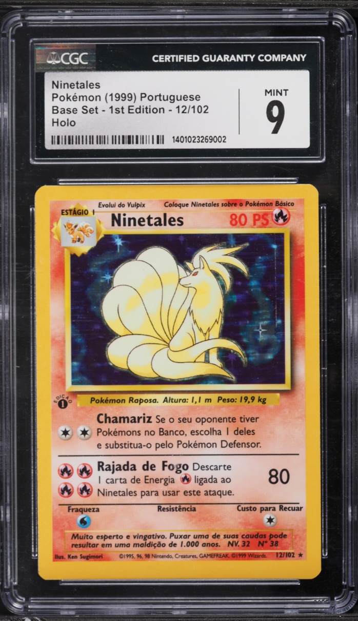 1999 Pokemon Portuguese Base Set 1st Edition Holo Ninetales #12 CGC 9 MINT