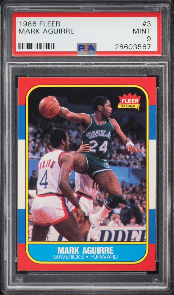 1986 Fleer Basketball Mark Aguirre #3 PSA 9 MINT