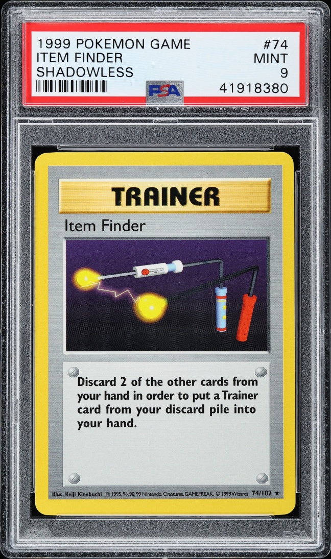 1999 Pokemon Base Set Shadowless Item Finder #74 PSA 9 MINT