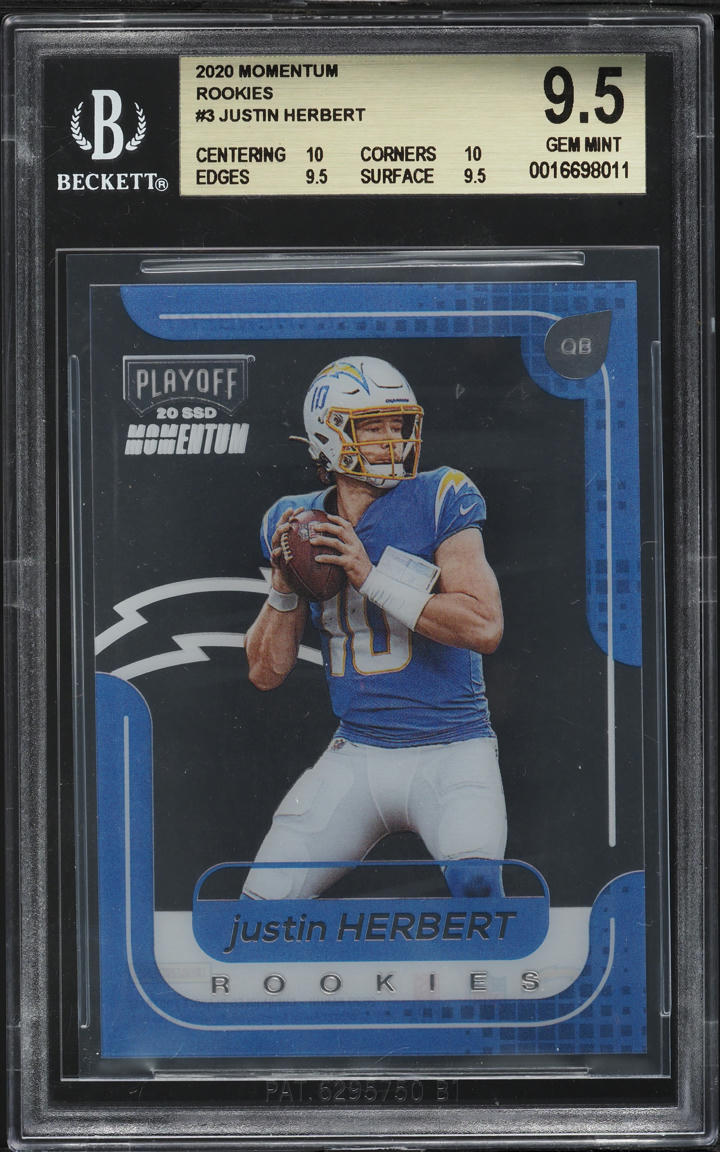 2020 Momentum Justin Herbert ROOKIE #3 BGS 9.5 GEM MINT