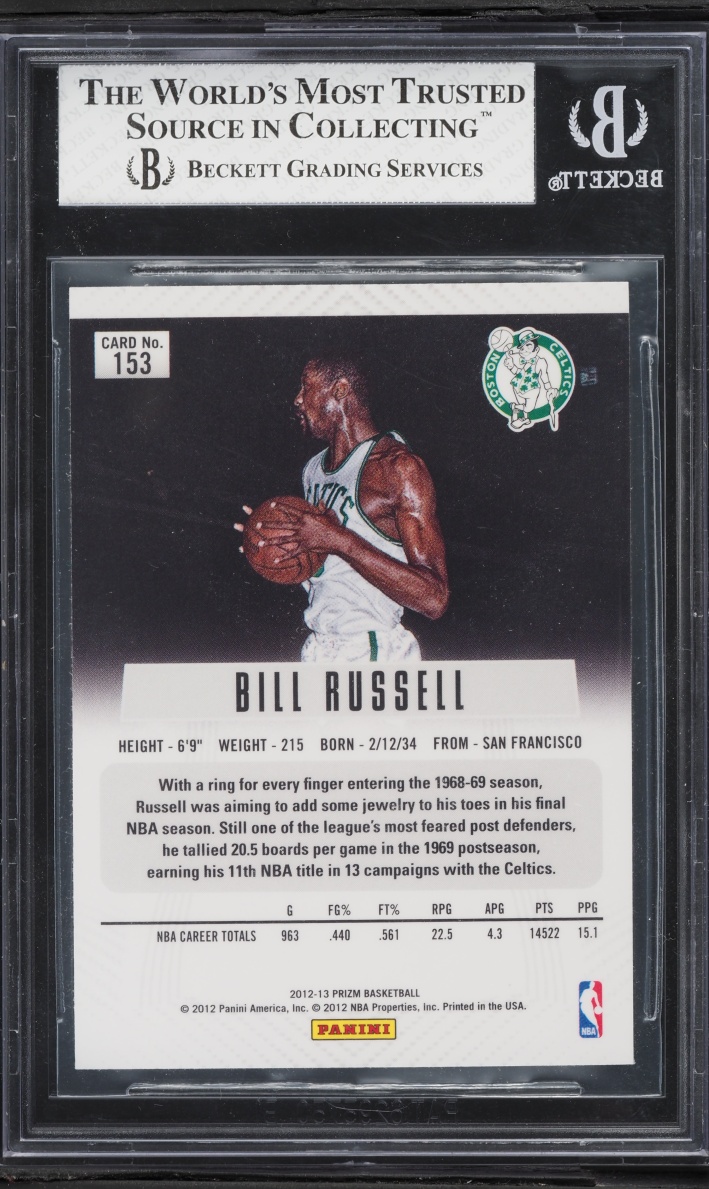 2012 Panini Prizm Green Bill Russell #153 BGS 8 NM-MT - Photo 2